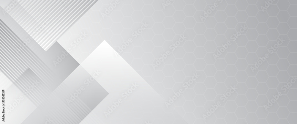 Poster abstract white and grey triangle overlay texture background. modern elegant white gray banner backgr