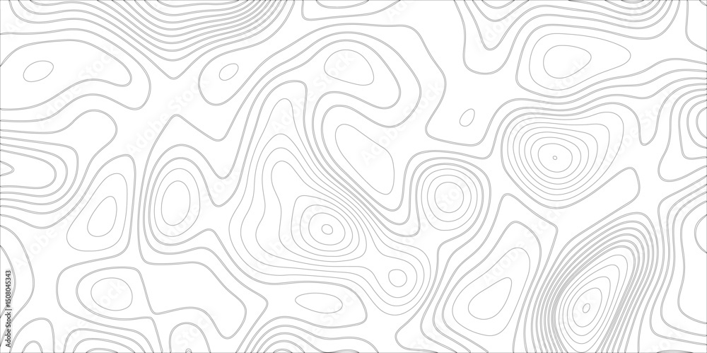Aufkleber Ocean topographic line map with curvy wave isolines vector illustration. Abstract topographic contours map background, Vector contour topographic map. Cartography texture abstract banner use.	

