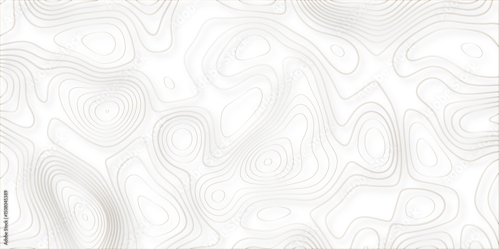 Poster Abstract white golden Topographic line map background shadows. Contour elevation topographic and textured Background Modern design with White background with topographic wavy pate for decoration.	