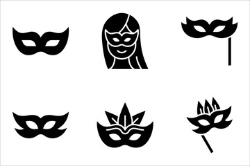 Masks linear icon set. Carnival dressing. Costume for masquerade. vector illustration on white background