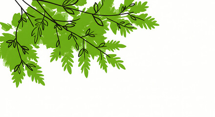Lush Green Watercolor Fern Leaves Branch Botanical Illustration Nature Design Element