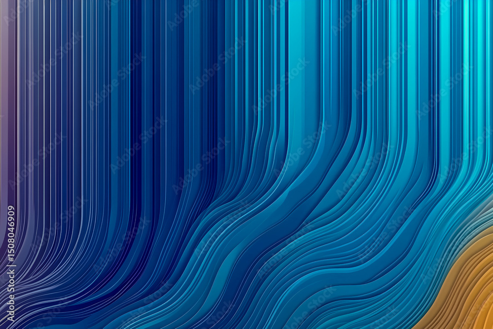 Poster abstract blue and teal wavy lines flowing and overlapping as a digital artwork for background and de