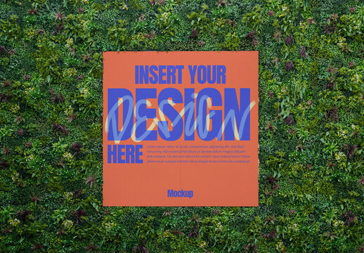 Mockup of Square panel placed on vibrant green foliage for showcasing design.