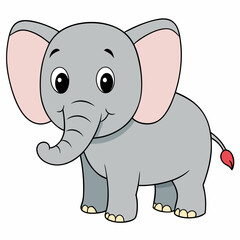 Obraz premium elephant, animal, cartoon, vector, mammal, illustration, baby, fun, safari, cute, wildlife, art, wild, character, pink, nature, drawing, gray, funny, zoo, jungle, big, animals, smiling, design