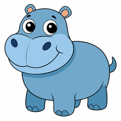 cartoon, animal, hippo, illustration, vector, mammal, hippopotamus, rhino, wild, wildlife, safari, rhinoceros, zoo, fun, art, nature, elephant, cute, character, baby, drawing, horn, pig, happy, funny