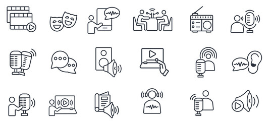  Podcast icon set..Editable stroke.