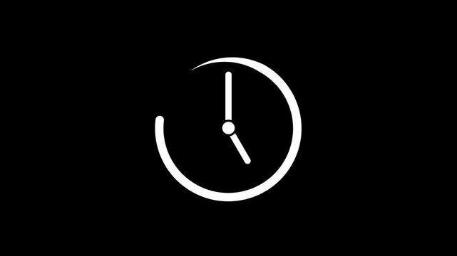 Looping clock icon time lapse animation on a black background