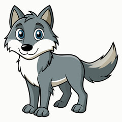 vector illustration of cartoon dog , wolf