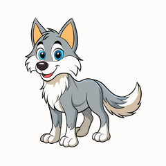 vector illustration of cartoon dog , wolf