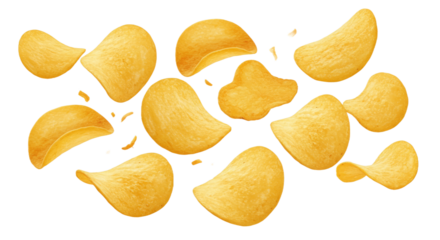 Scattered crispy potato circles on black