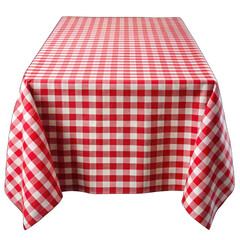 A red and white checkered tablecloth laid