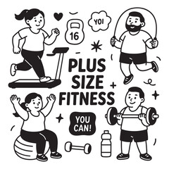 Plus-Size Fitness Motivation Illustration