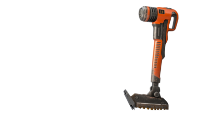 A jackhammer standing upright, ready for use, Transparent background, PNG file