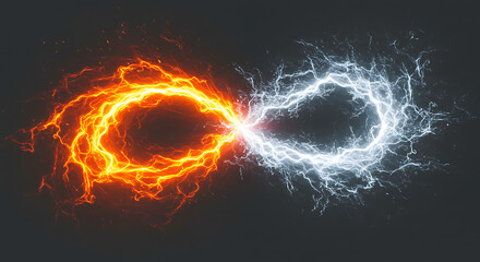 Fiery Inferno and Icy Lightning Abstract Infinity Symbol of Opposing Forces