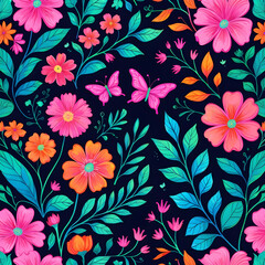 AI-generated abstract illustration showcases a vibrant and intricate floral pattern.