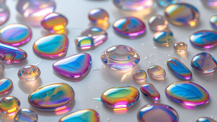 Vibrant iridescent glass stones in various ai genrative