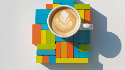Overhead shot of a steaming hot coffee cup ai genrative