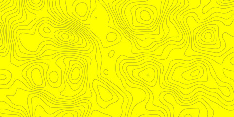 Abstract topographic map lines and bright yellow background  creating a seamless pattern, perfect for modern and abstract design projects.