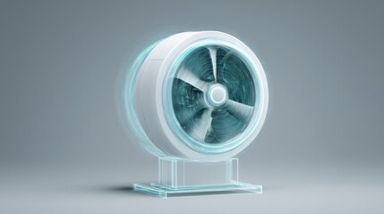 Naklejka premium A modern transparent fan showcasing innovative design and functionality.