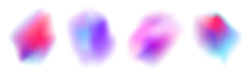 Abstract soft neon blur watercolor spots. Smooth fluid forms, bright liquid aura blotches, aurora glow, vivid blurry chameleon iridescent stain. Colorful holographic y2k shapes. Vector illustration