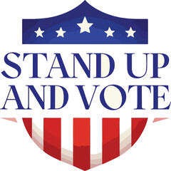 Stylized Shield Logo with Stars and Stripes for Stand Up and Vote Campaign.eps