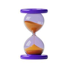 A 3D rendered hourglass with a modern, minimalist design isolated on transparent white background, clipping path