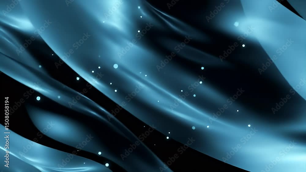 Leinwandbilder abstract blue waves with glowing particles: dynamic motion background
