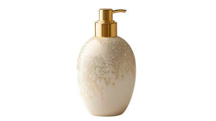 A luxurious body lotion bottle with gold accents,Transparent background, PNG file