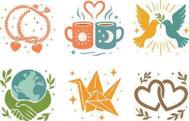 Linocut Vectors for International Friendship Day
