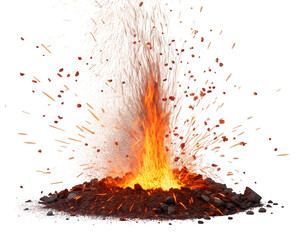 Explosion of Fire and Sparks Isolated On Transparent  Background