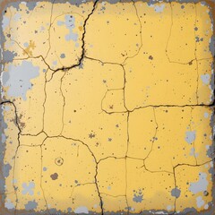 Obraz premium Cracked yellow wall texture close-up urban setting background image grunge environment abstract viewpoint