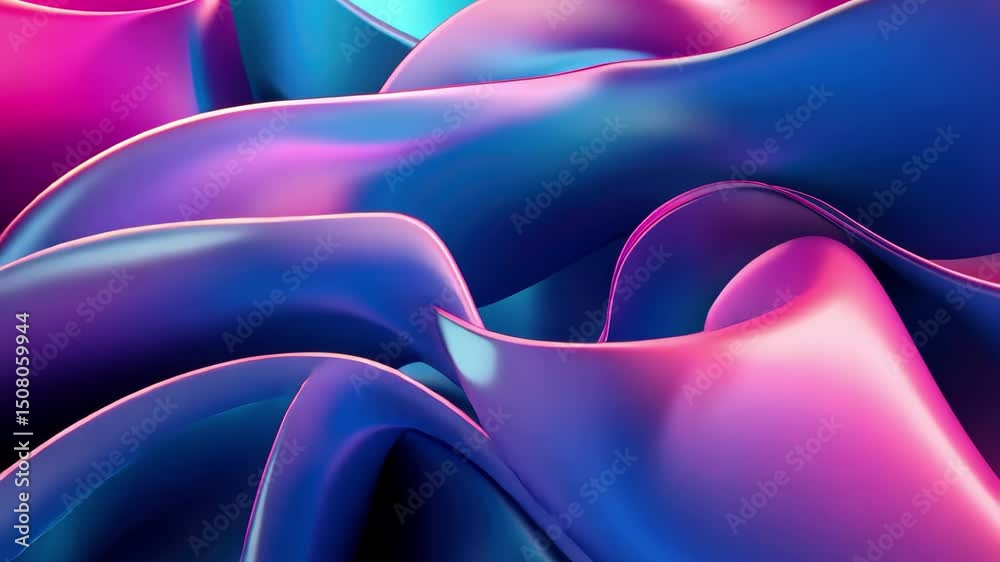Aufkleber Exploring the depth of blue and magenta abstract fluid textures in artistic design, Blue and Magenta Abstract Refeacting Fluid Texture