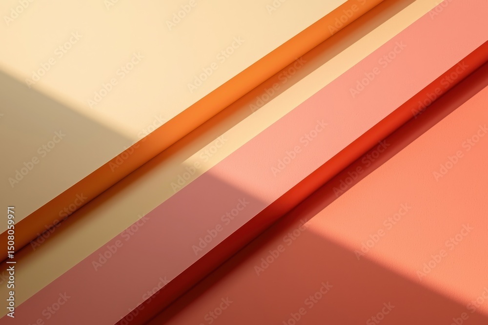 Wall mural abstract geometric background with warm colors and soft shadows