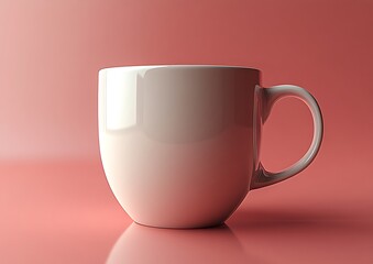 Minimalist pale pink ceramic mug with curved shape and handle


