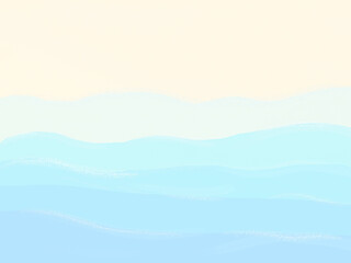 水彩・半透明・波の手描き水彩イラスト