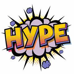 Fototapeta premium Hype text in comic book style with colorful explosion background, vector image 