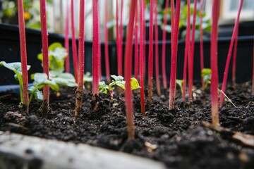 Young plants in a planter box