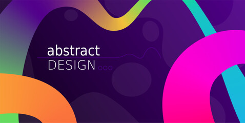 Color wavy shapes design. Bright gradient banner template, rainbow swirl ribbons, squiggly lines, twisted curves, geometric graphic, minimalistic background, qualitative vector concept