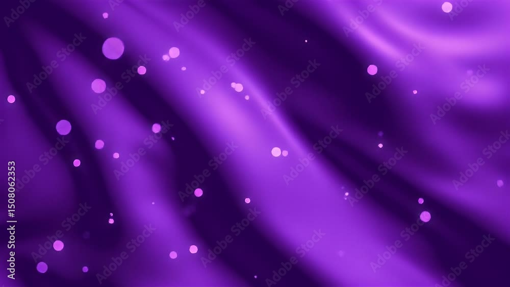Poster purple silk drape with floating luminescent particles