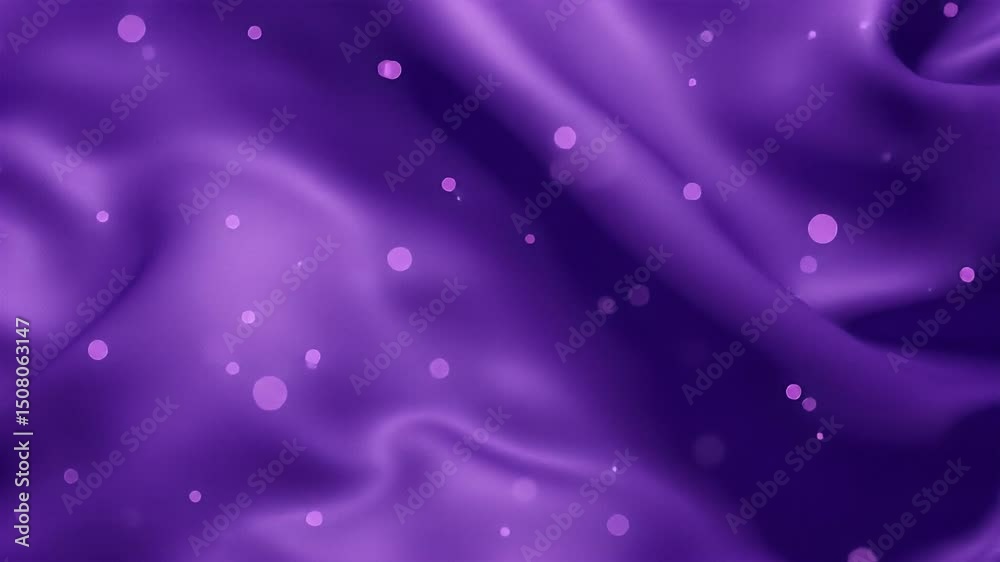 Poster purple silk drape with floating lights: abstract motion background