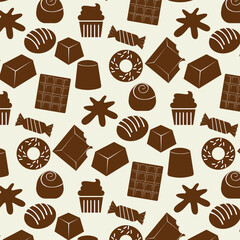 chocolate icon set vector seamless pattern background