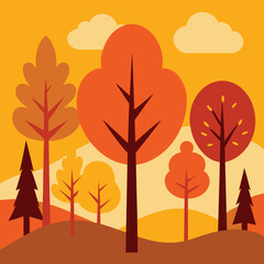 autumn trees vector illustration