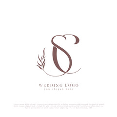 Elegant SC Wedding Logo with Initials and Floral