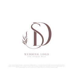 Obraz premium Elegant SD Wedding Logo with Initials and Floral