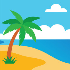 Obraz premium tropical beach with palm trees
