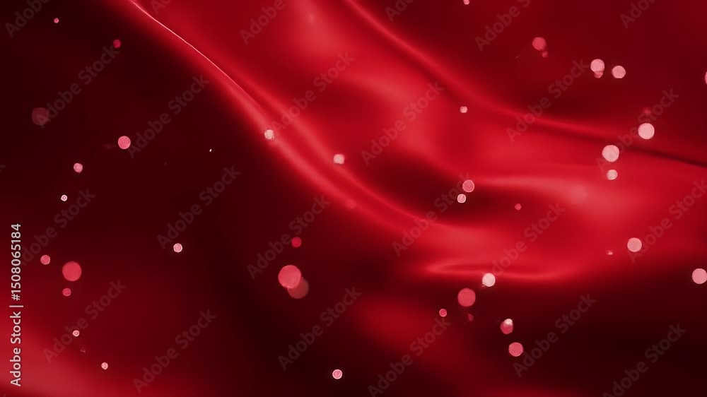 Poster crimson waves abstract motion background with glowing particles