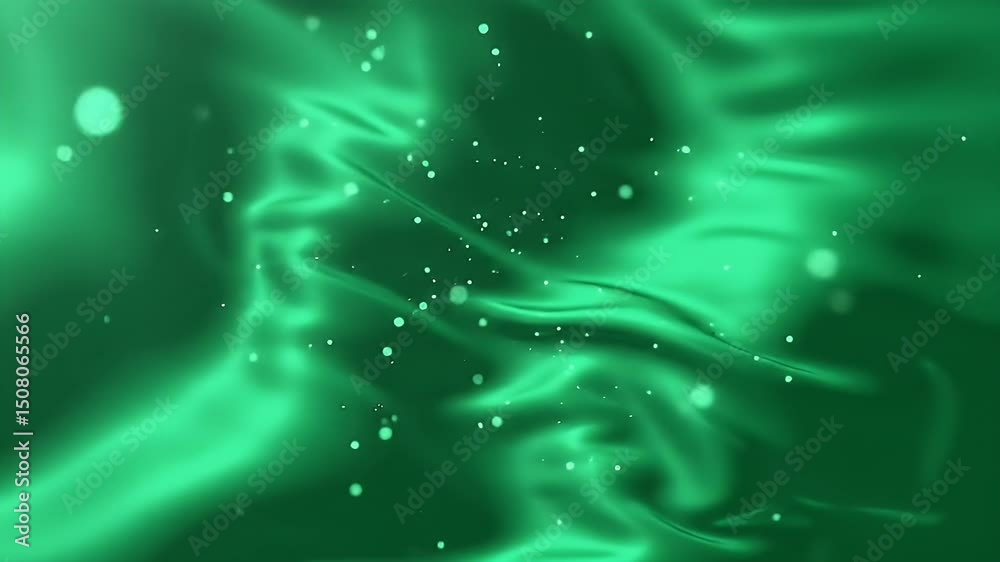 Poster emerald silk waves with floating luminescence