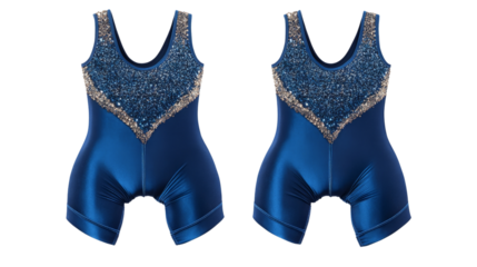 A pair of gymnastics leotards with sparkling details, Transparent background, PNG file