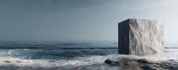 Serene Coastal Stone Cube
