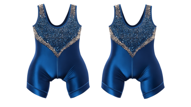 A pair of gymnastics leotards with sparkling details, Transparent background, PNG file